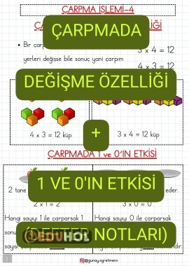 Çarpma Defter Notu-4( DeğişmeÖz - 1 ve 0'ın Etkisi)