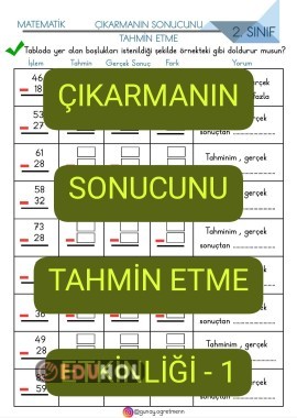 Çıkarmanın sonucunu TAHMİN ETME Etkinliği-1