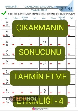 Çıkarmanın Sonucunu TAHMİN ETME Etkinliği-4