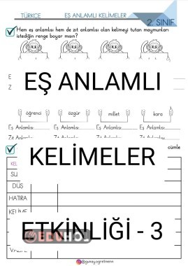 Eş Anlamlı Kelimeler Etkinliği-3