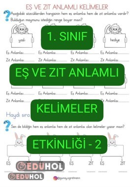 Eş ve Zıt Anlanlı Kelimeler Etkinliği-2