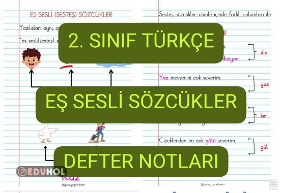 EşSesli(Sesteş) Sözcükler(DEFTER NOTLARI)