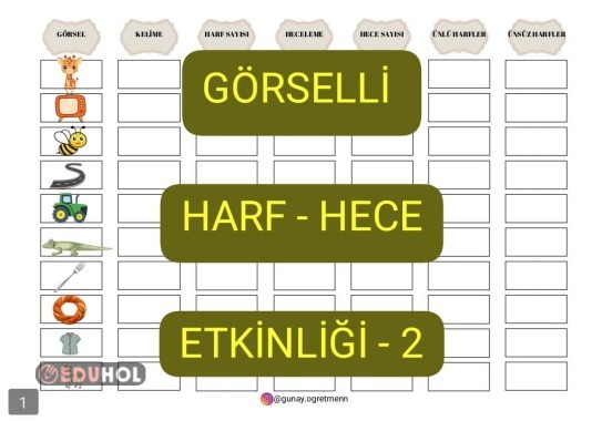 Görselli Harf-Hece Etkinliği-2