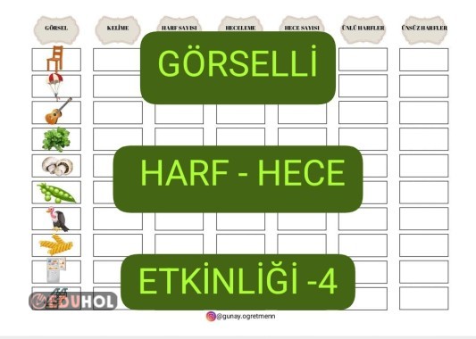 Görselli Harf-Hece Etkinliği-4