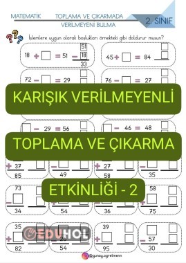 Karışık Verilmeyenli Toplama-Çıkarma Etkinliği-2