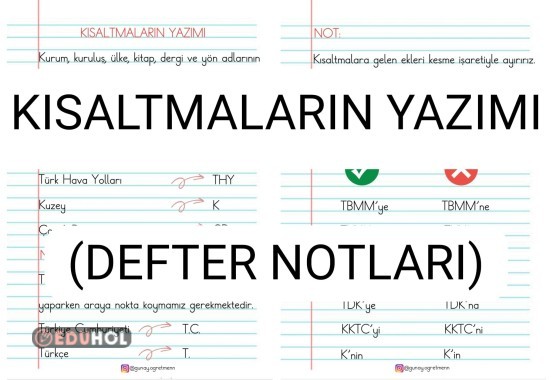 Kısaltmaların Yazımı(Defter Notları)