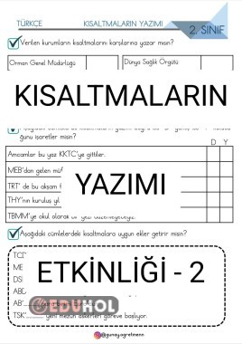 Kısaltmaların Yazımı Etkinliği-2