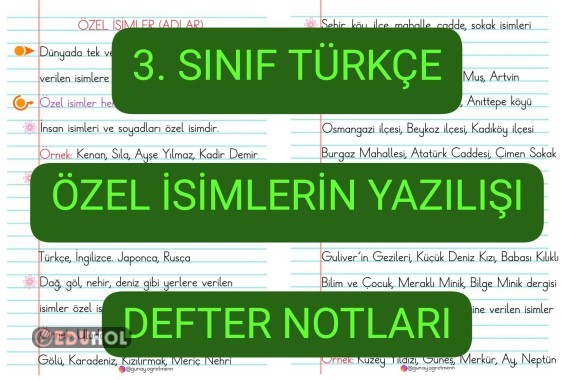 Özel İsimler DEFTER NOTLARI