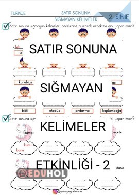 Satır Sonuna Sığmayan Kelimeler Etkinliği-2