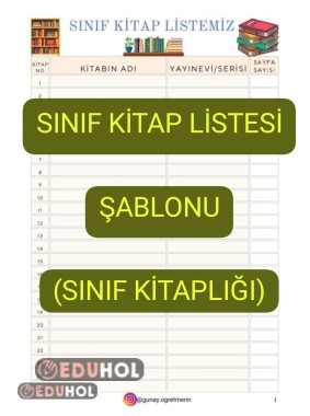 Sınıf Kitap Listesi Şablonu(Sınıf Kitaplığı)