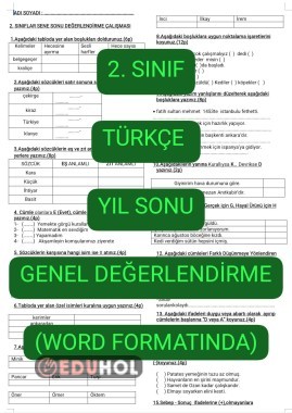 Türkçe Yıl Sonu Genel Değerlendirme(word formatında)