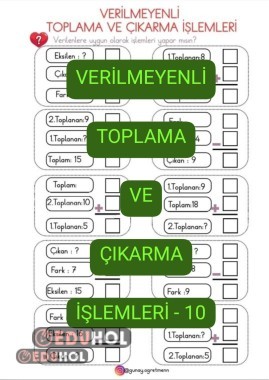 Verilmeyenli Toplama-Çıkarma İşlemleri-10