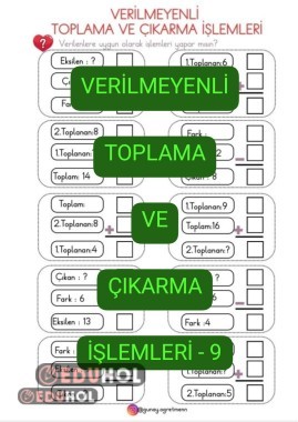 Verilmeyenli Toplama-Çıkarma İşlemleri-9
