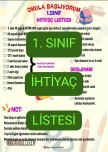 1. Sınıf İhtiyaç Listesi