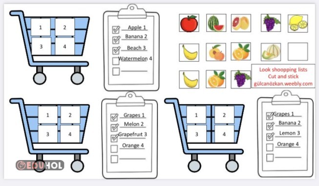Alışveriş listesine göre resimleri sepete yerleştir