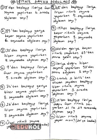 Ritmik sayma sorulari interaktif defter çalışması