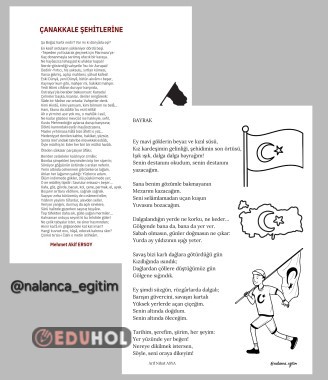 İlk ders için şiirlerimiz ....🇹🇷 