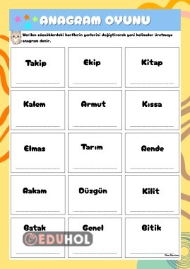 Anagram Oyunu / Cevap Anahtarlı