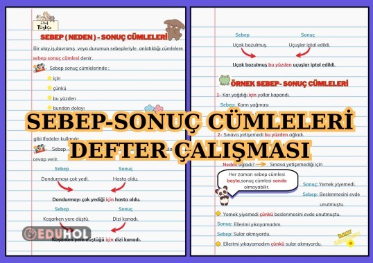 Sebep-Sonuç Cümleleri Defter Çalışması
