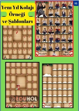 Yenı Yıl Sınıf Fotoğrafı Kolajı ve Şablonları