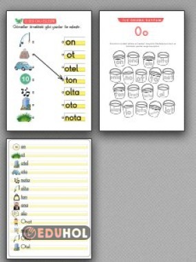 O sesi etkinlik defter kes yapıştır-eşleştir-oku boya