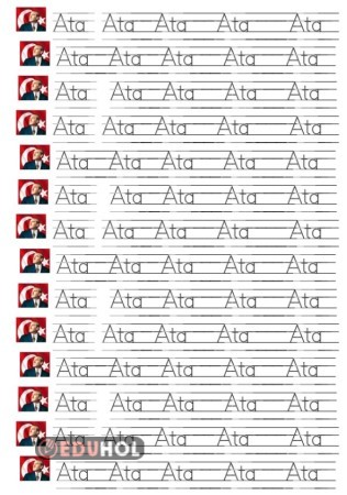 Resimli Ata Yazıyoruz noktalı font seklinde