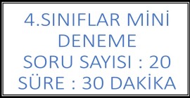 4.SINIFLAR İÇİN HAFTALIK DENEME