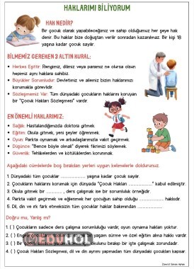 Çocuk hakları konu anlatımı ve değerlendirme