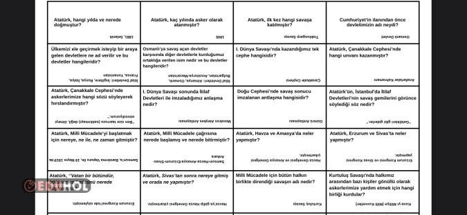 Milli Mücadele Soru-Cevap oyunu