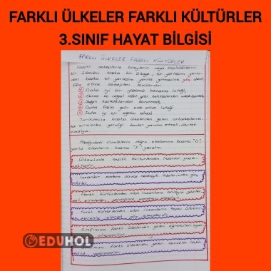 Farklı ülkeler farklı kültürler 3.sınıf hayat bilgisi