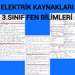 Elektrik kaynakları 3.sınıf fen bilimleri