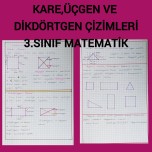 Kare, üçgen ve dikdörtgen çizimleri 3.sınıf matematik
