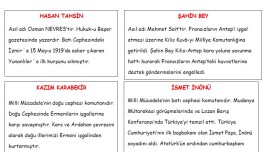 MİLLİ MÜCADELE KAHRAMANLARI ACIKLAMALAR