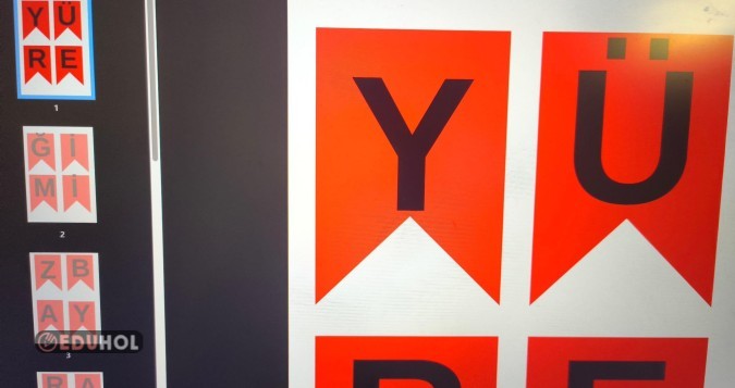 YÜREĞİMİZ BAYRAK, GELECEĞİMİZ VATAN - PANO İÇİN YAZI ŞABLONU