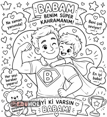 Babalar Günü Boyama 3 - Erkek Çocuk