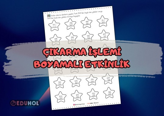 Çıkarma İşlemi Boyamalı Etkinlik