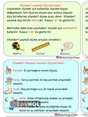 Uzunluk Ölçüleri Defter Notu (Standart Olmayan ve Standart Olan)