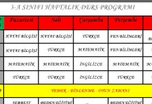 3-A SINIFI HAFTALIK DERS PROGRAMI