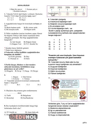 4.sınıf deneme sınavı dosyaları sosyal