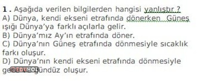 fen bilgisi 1.dönem 2. yazılı hazırlık çalışması