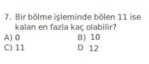 Matematik 1.dönem 2. yazılı çalışması