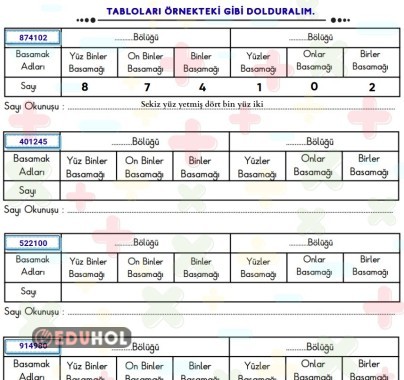 4.SINIF BÖLÜKLER ÇALIŞMA KAĞIDI