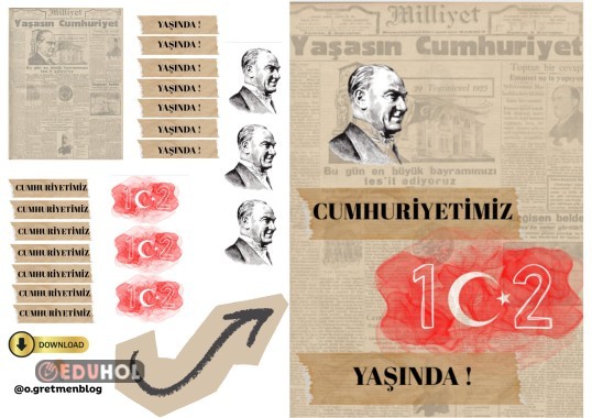 CUMHURİYET BAYRAMI GAZETE KES-YAPIŞTIR ÇALIŞMASI