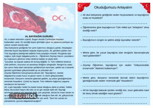 ''AL BAYRAĞIN GURURU'' Okuma-Anlama Metni