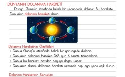 Fen Bilimleri - Dünya'nın Dolanma Hareketi Defter Notu