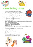 4. SINIF İHTİYAÇ LİSTESİ