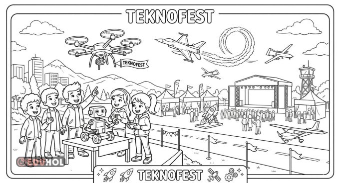 TEKNOFEST'E GİDİYORUZ METNİ BOYAMA