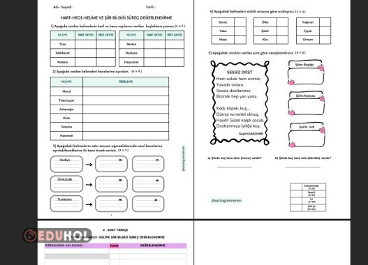 HARF-HECE-KELİME ve ŞİİR BİLGİSİ SÜREÇ DEĞERLENDİRME