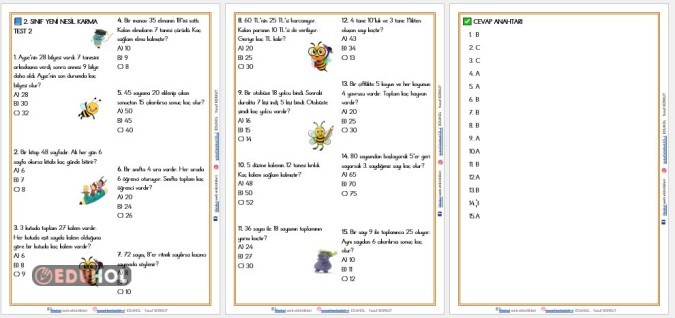2. MATEMATİK YENİ NESİL KARMA TEST 2