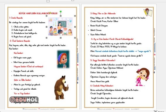 2. SINIF BÜYÜK HARFLERİN KULLANILDIĞI YERLER